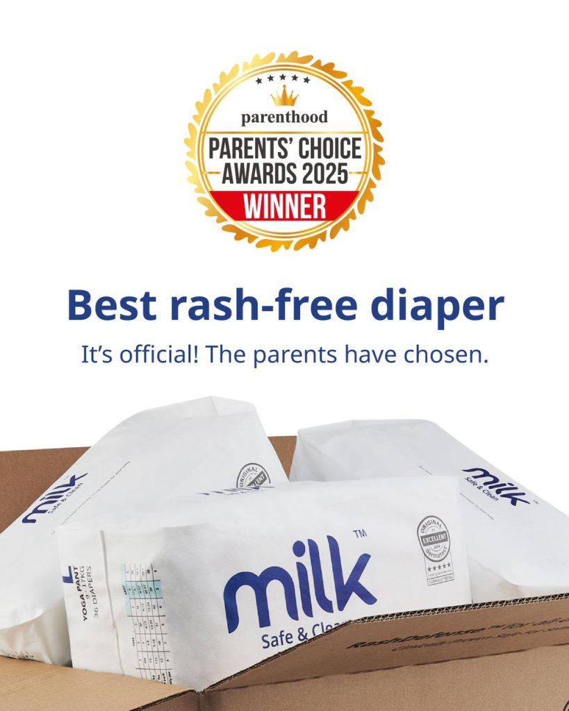 baby diapers in a box with PCA award logo at the top