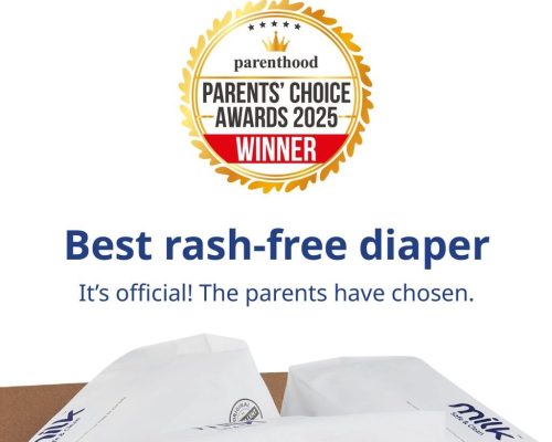 baby diapers in a box with PCA award logo at the top