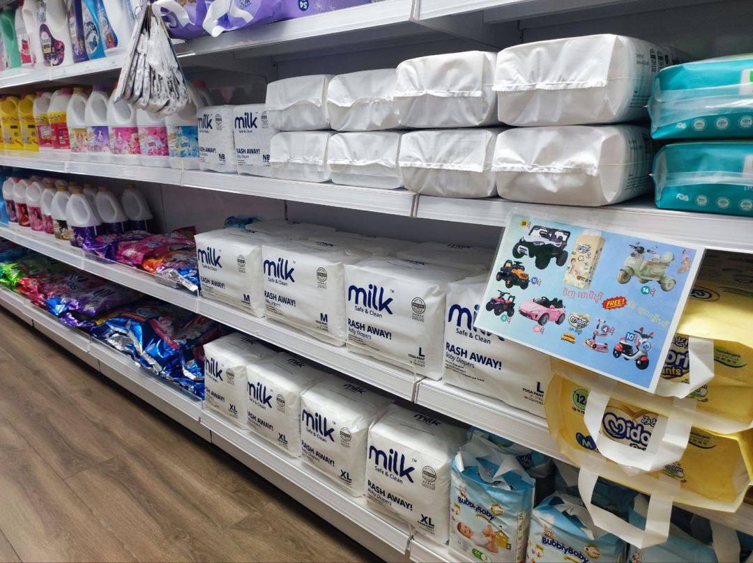 Cambodia diaper shelves