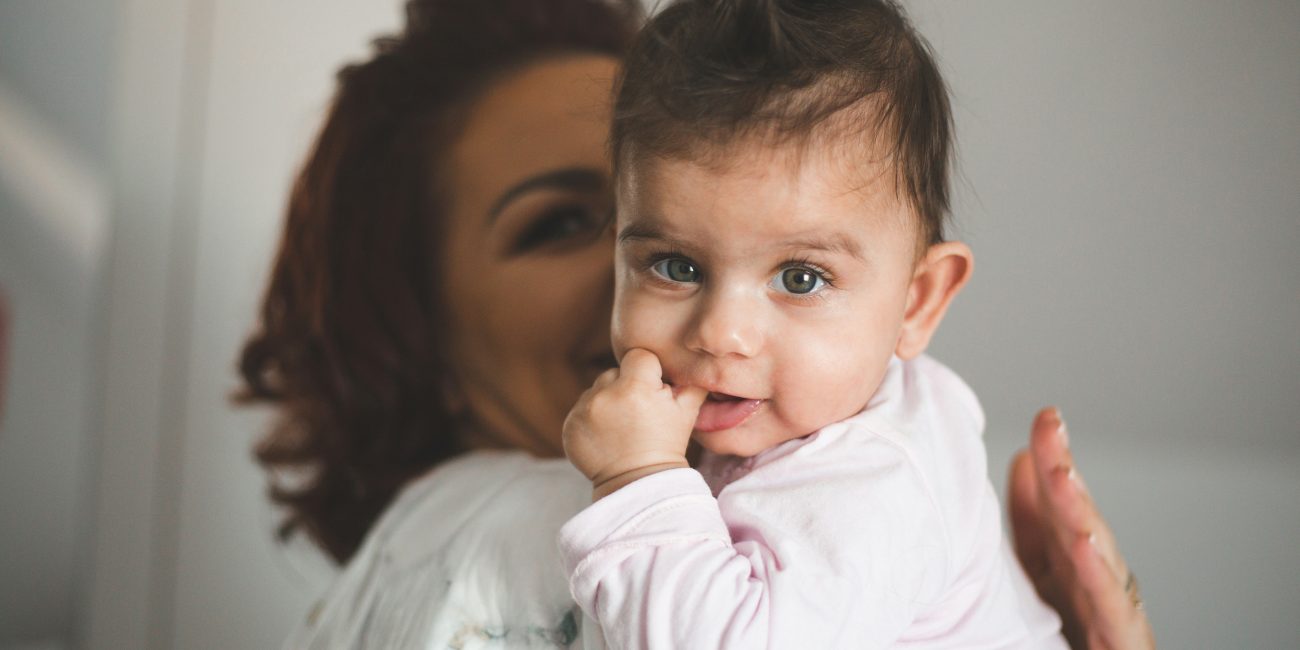 Mum holding a baby