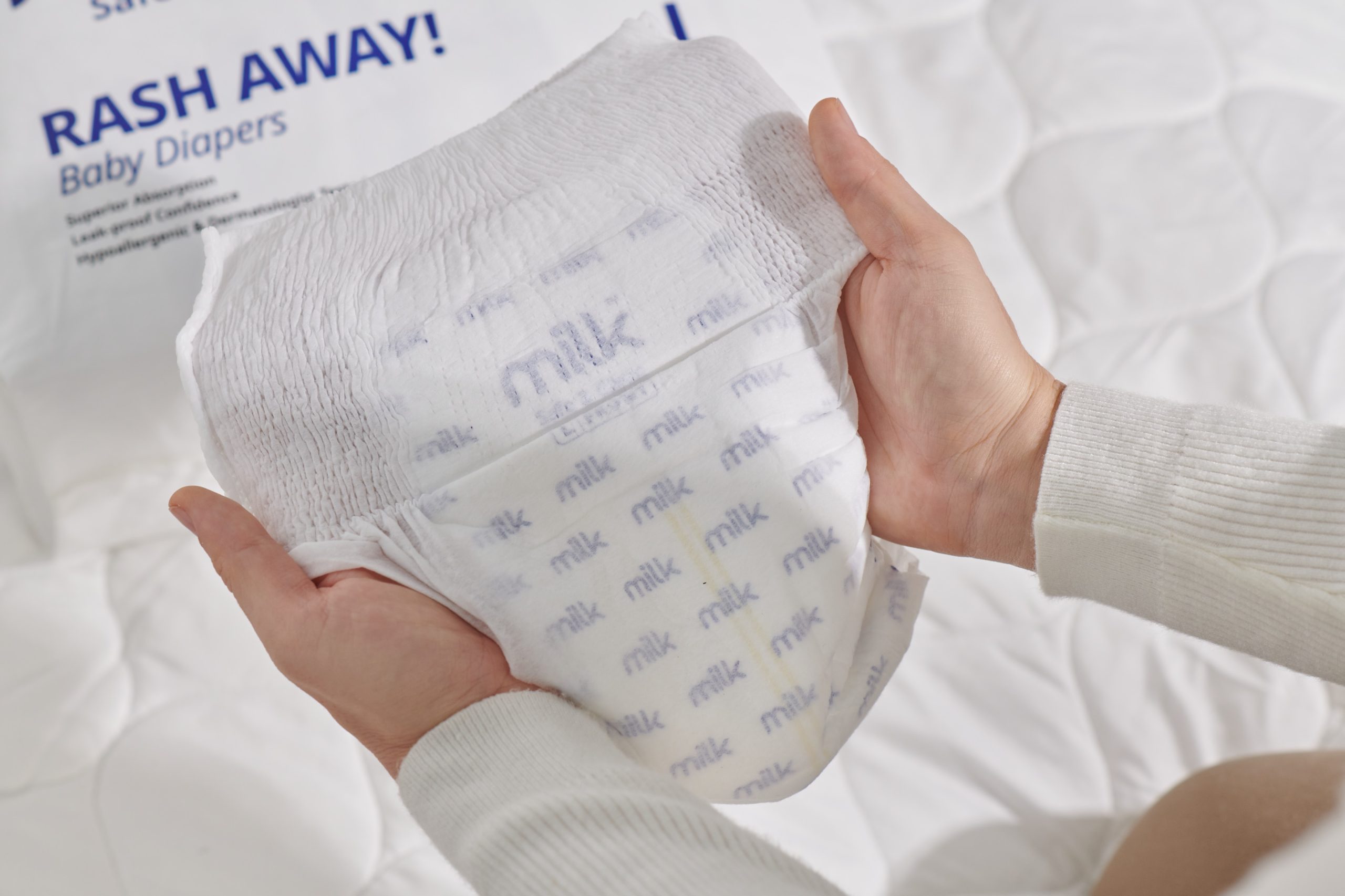 baby diaper is being stretched out